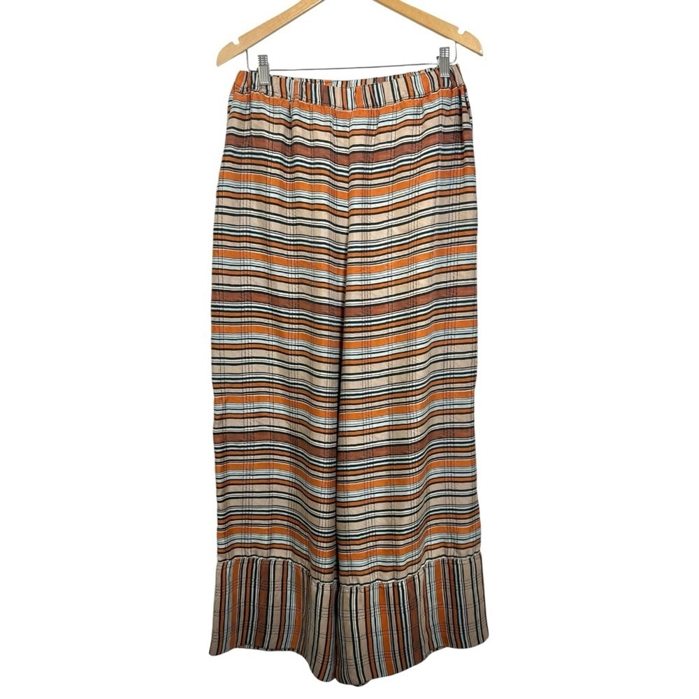Pierre Louis Mascia Silk Stripe Wide Leg Pants Size Medium